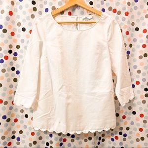 Womens white Vineyard Vines Scalloped Blouse Top